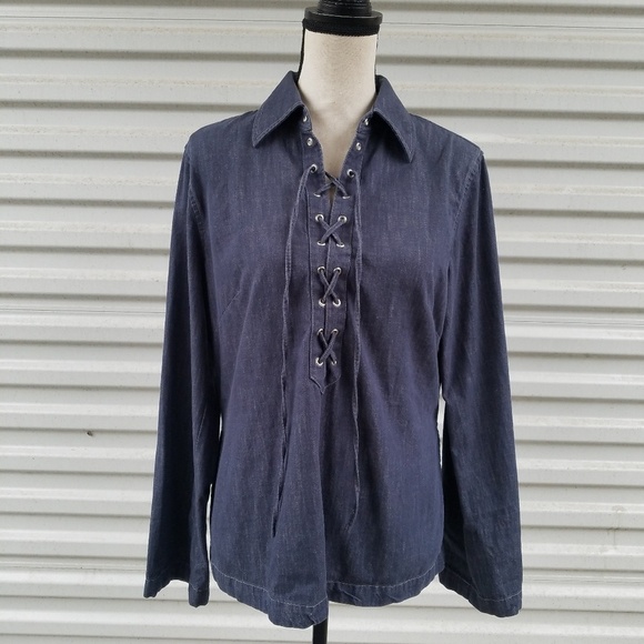 ❤Banana Republic chambray top size large - Picture 1 of 7